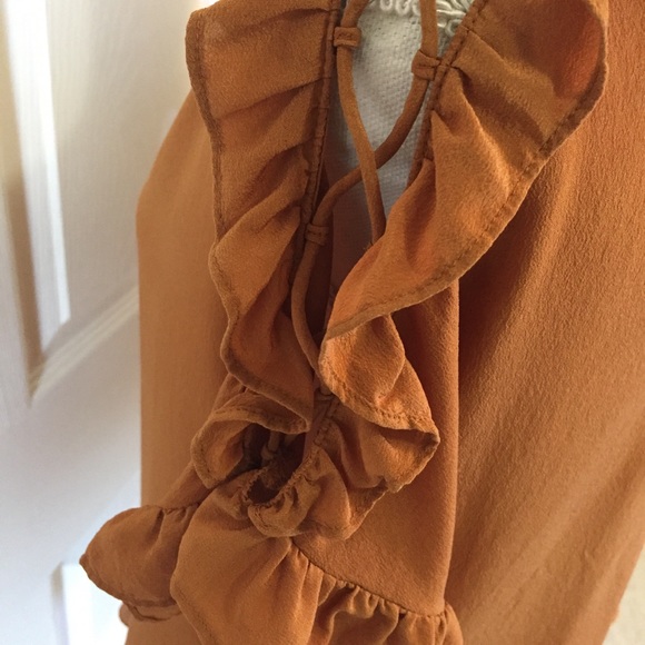 Madewell Silk Ruffle Lace-Up Sleeve Top Small - Picture 10 of 11